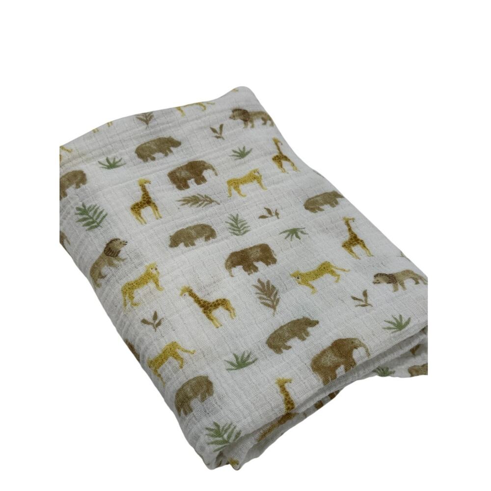 Aden + Anais Safari Muslin Swaddle Blanket Zoo Animals Cotton Baby 42x42 Neutral